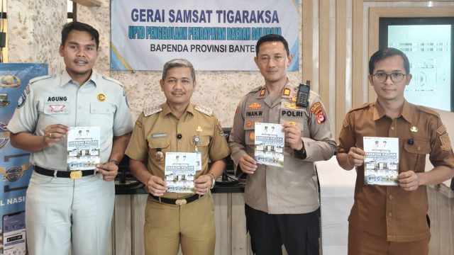 Jasa Raharja Tangerang, Kecamatan Tigaraksa, Polsek Tigaraksa & Bapenda Gerai Samsat Tigaraksa Bersinergi Sosialisasikan Program Diskon Pajak Kendaraan Bermotor